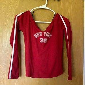 Forever 21 Off the Shoulder Long Sleeve withJersey Detailing